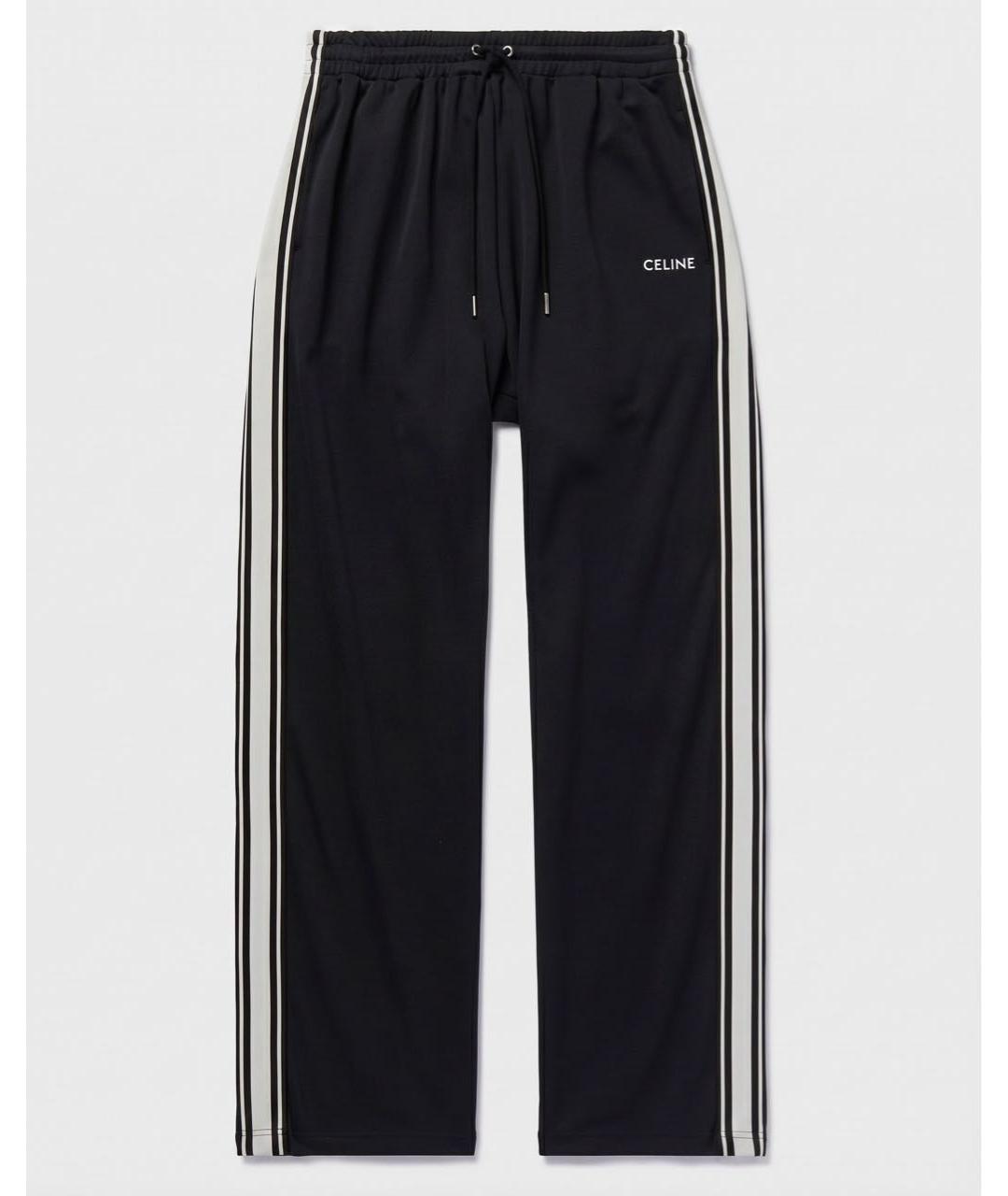 CELINE Черные полиэстеровые прямые брюки, фото 5