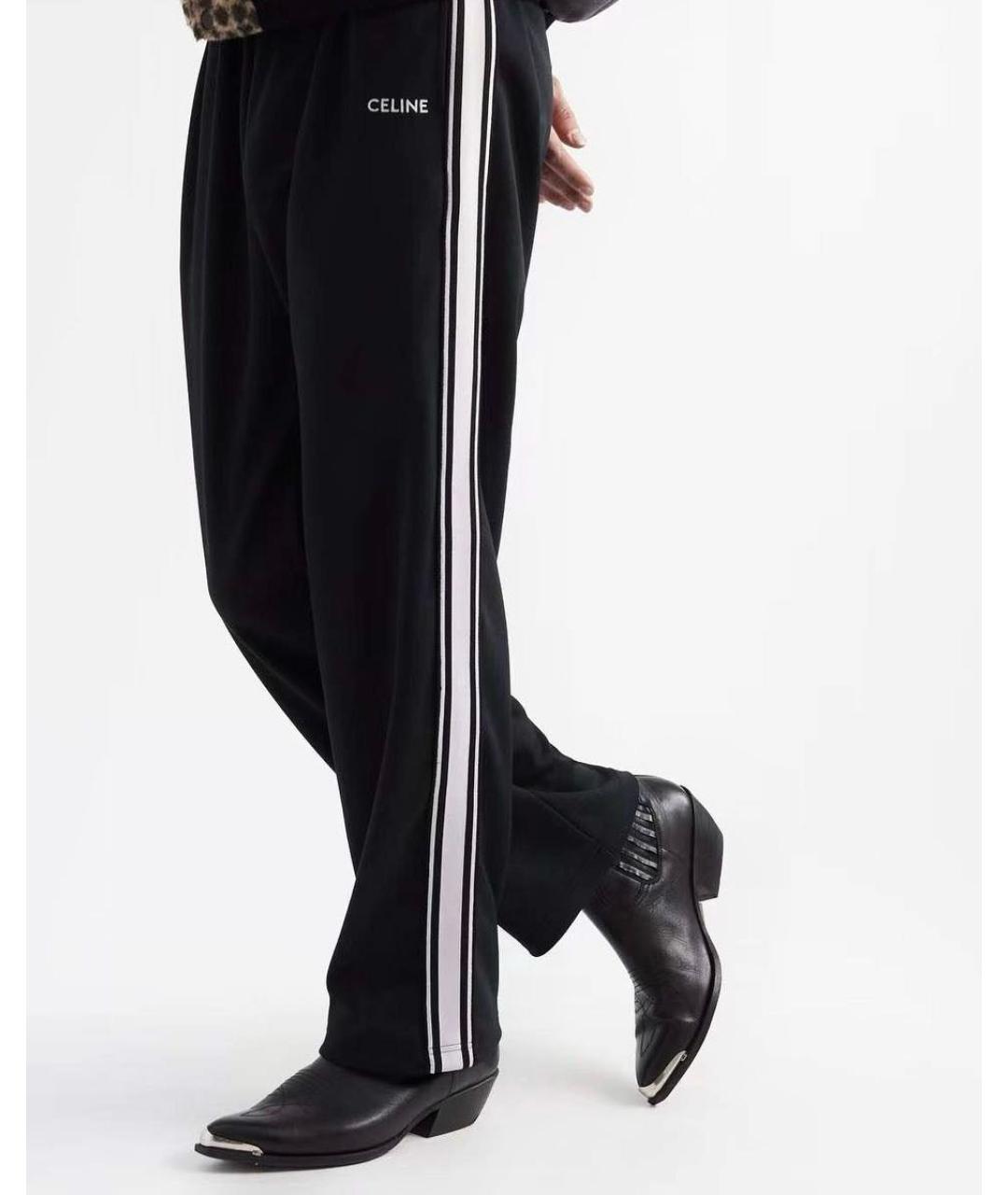 CELINE Черные полиэстеровые прямые брюки, фото 4