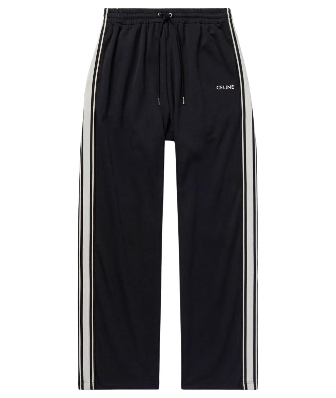 CELINE Черные полиэстеровые прямые брюки, фото 1