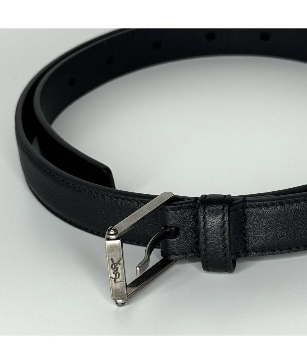 SAINT LAURENT Черный кожаный ремень, фото 3
