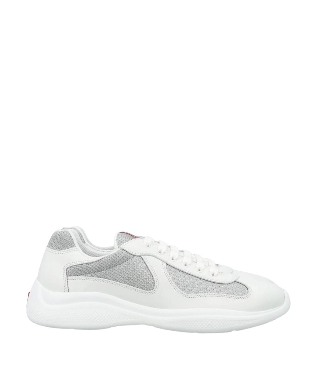 PRADA Белые текстильные низкие кроссовки / кеды, фото 1