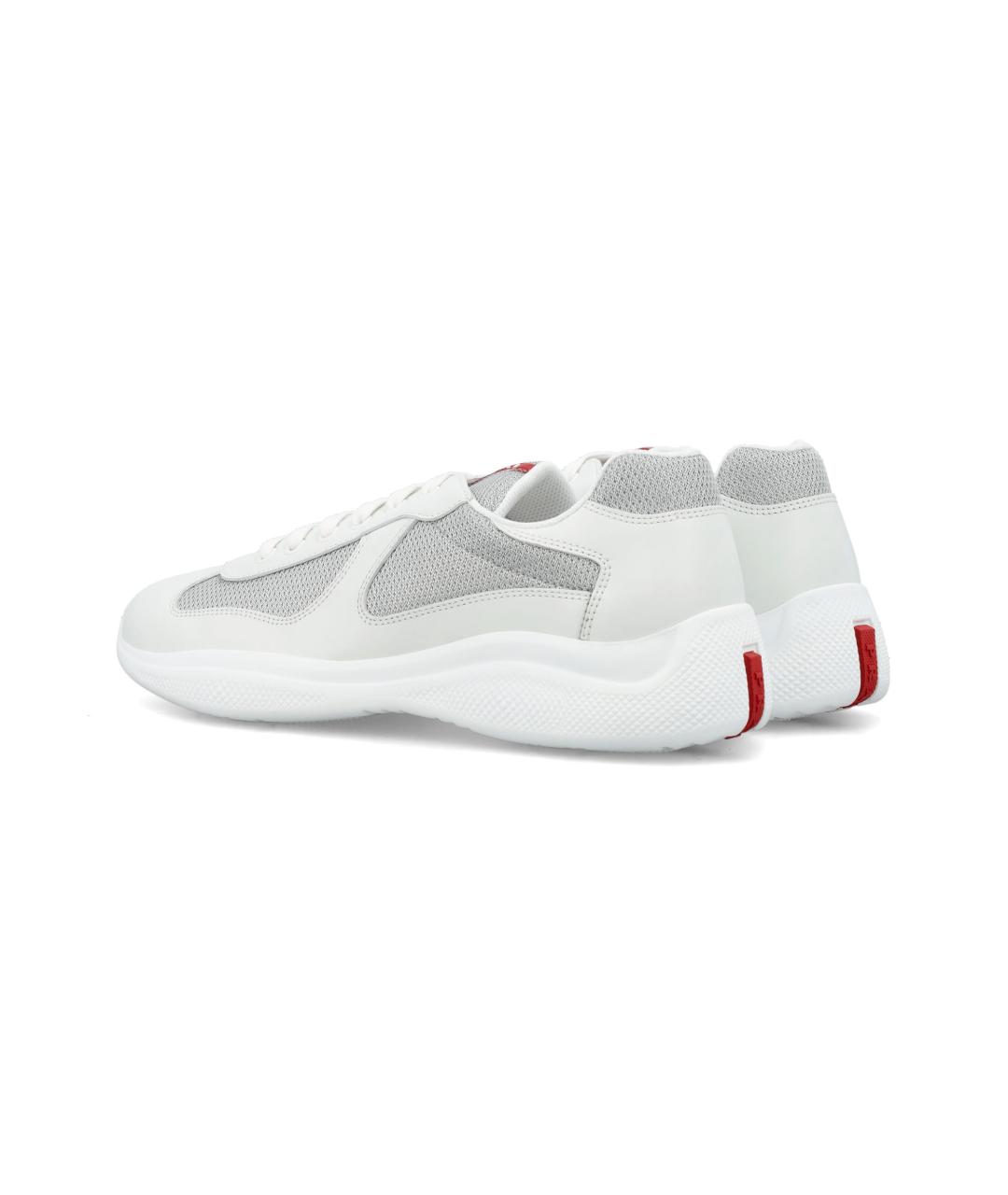 PRADA Белые текстильные низкие кроссовки / кеды, фото 4