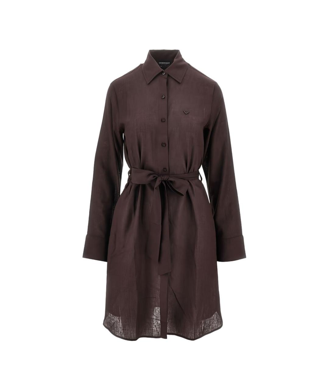 EMPORIO ARMANI Коричневое вискозное повседневное платье, фото 1
