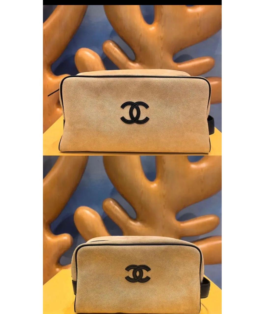 CHANEL Бежевая замшевая косметичка, фото 4