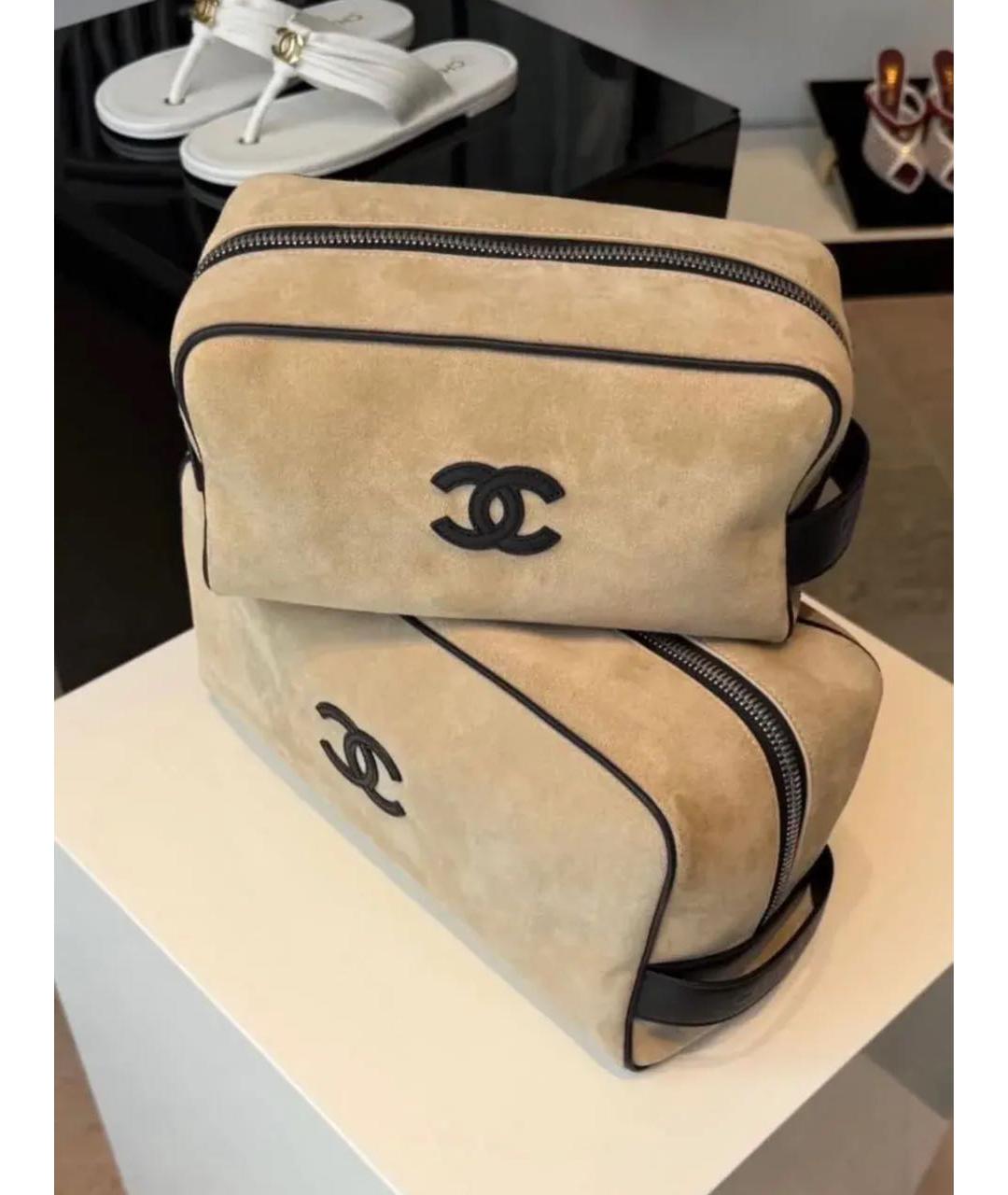CHANEL Бежевая замшевая косметичка, фото 5