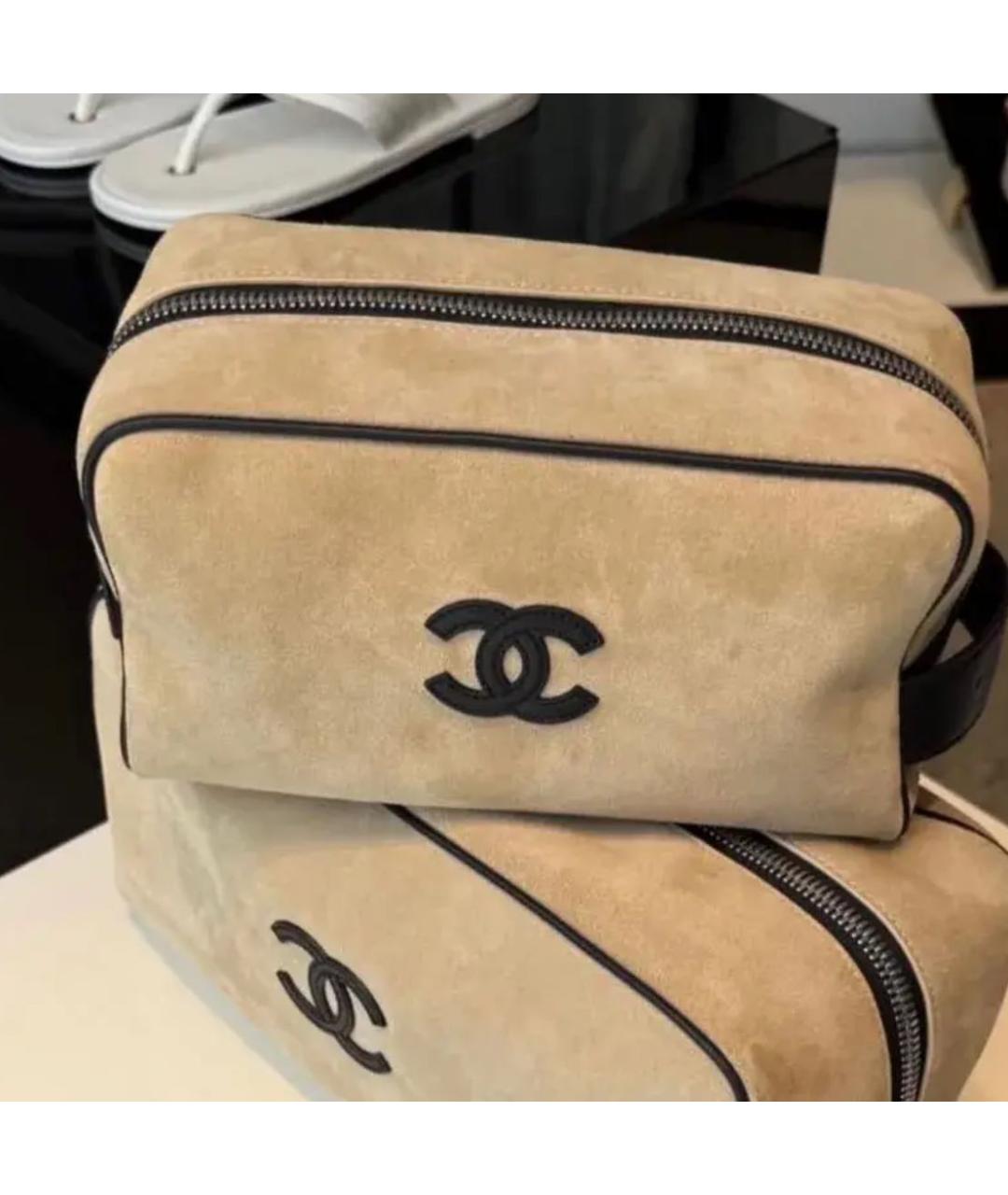 CHANEL Бежевая замшевая косметичка, фото 4
