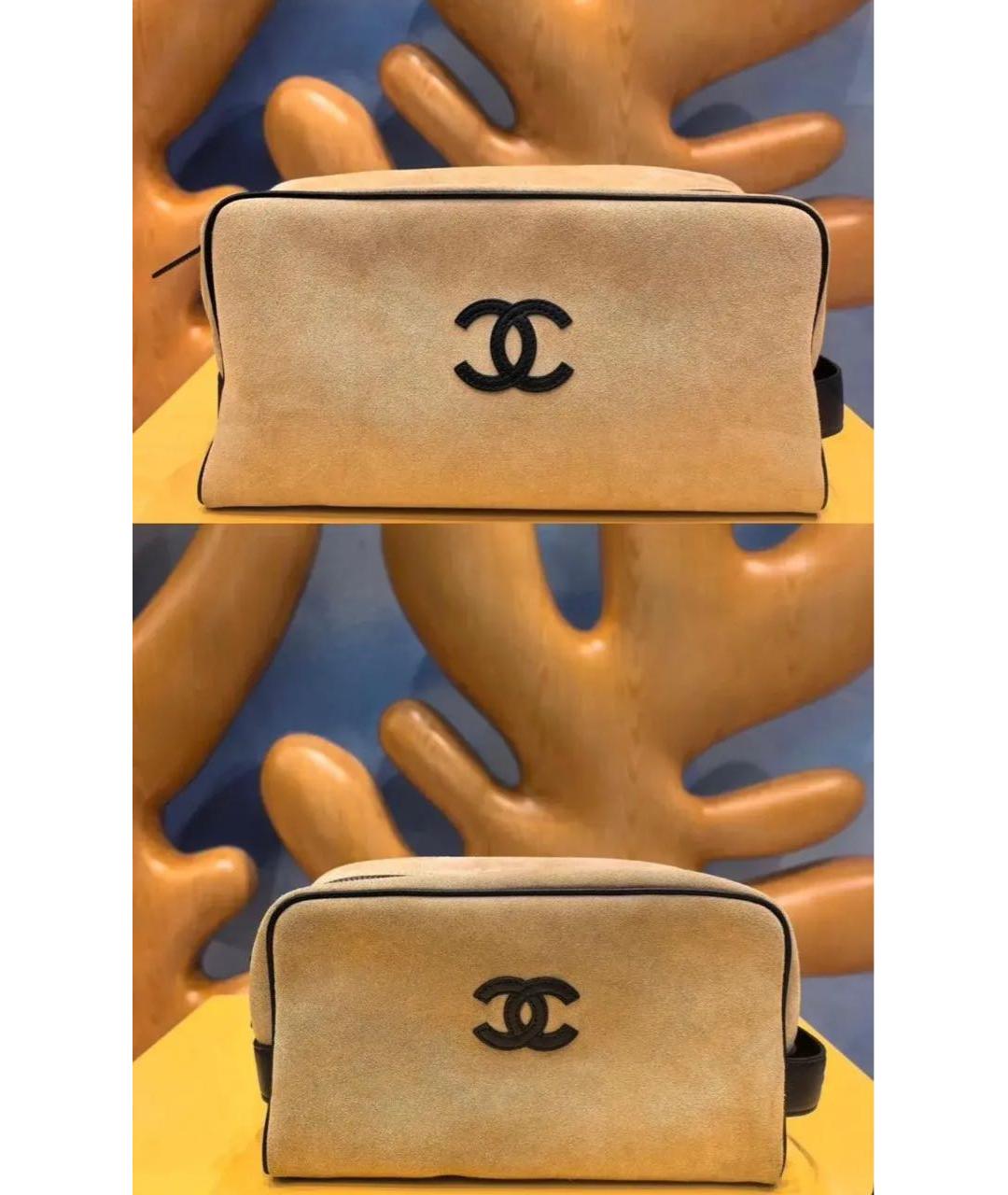 CHANEL Бежевая замшевая косметичка, фото 3