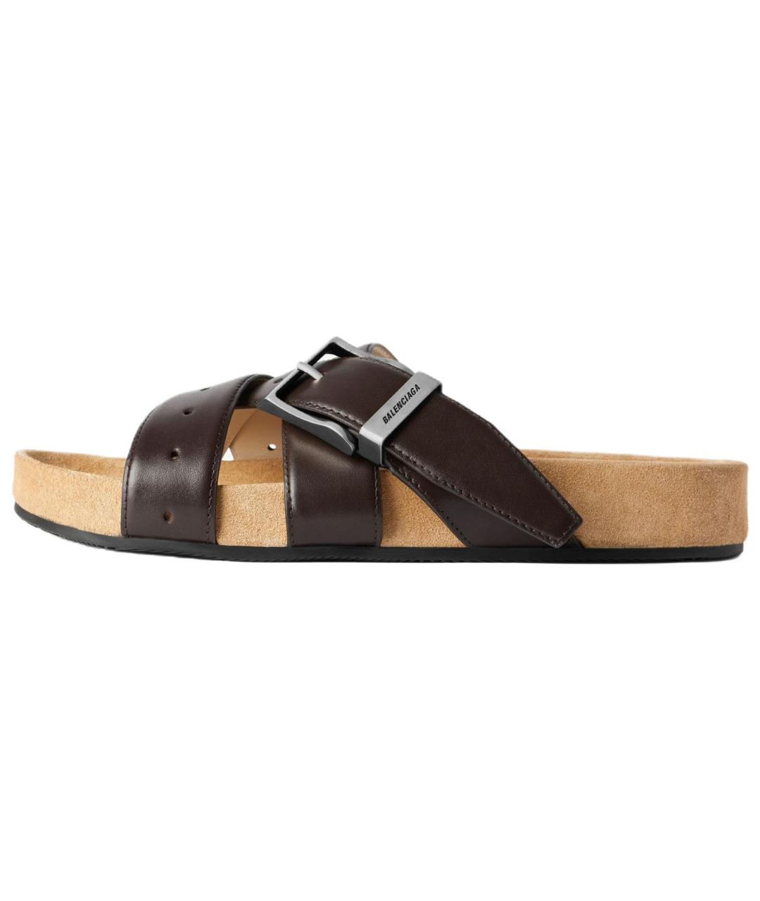 BALENCIAGA Коричневые шлепанцы, фото 2