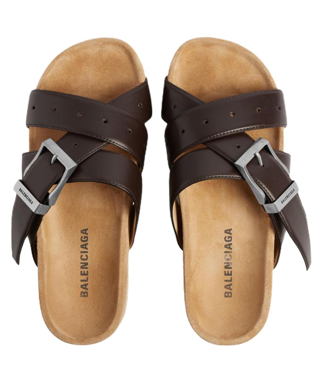 BALENCIAGA Коричневые шлепанцы, фото 4