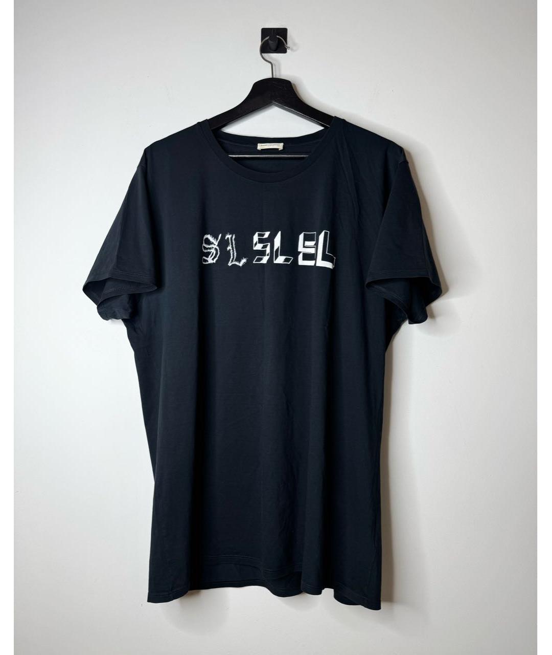 SAINT LAURENT Черная хлопковая футболка, фото 2