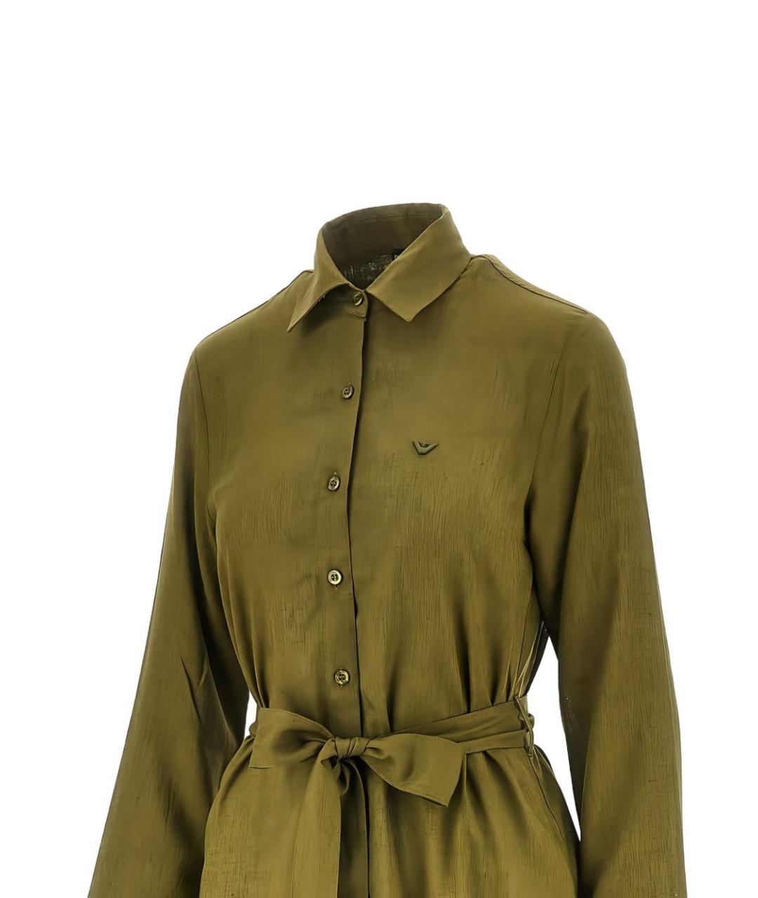 EMPORIO ARMANI Хаки хлопковое повседневное платье, фото 2