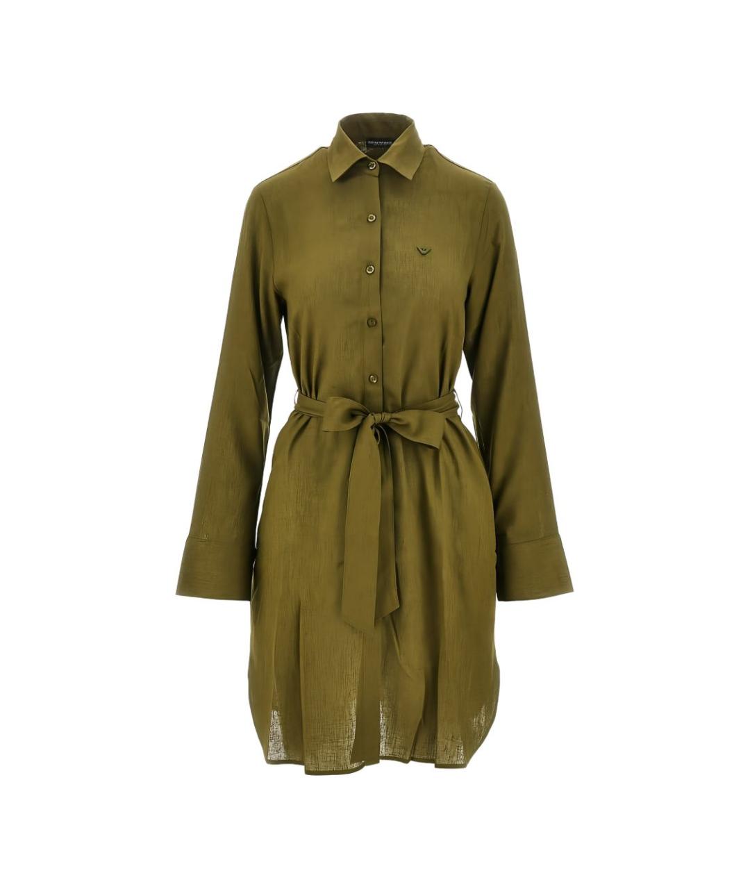 EMPORIO ARMANI Хаки хлопковое повседневное платье, фото 1