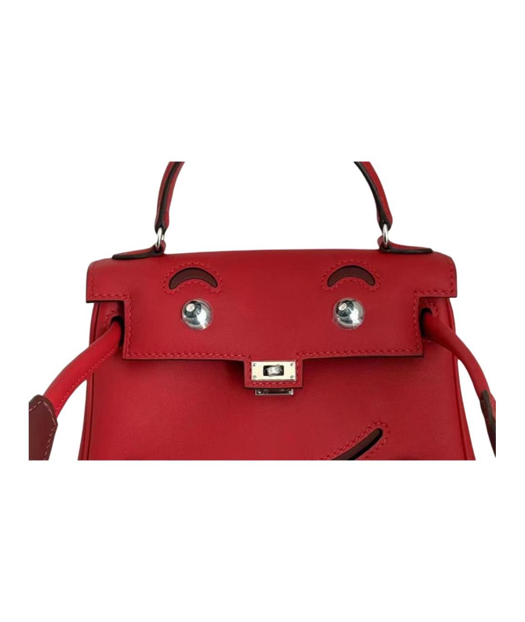 HERMES Красная кожаная сумка с короткими ручками, фото 2