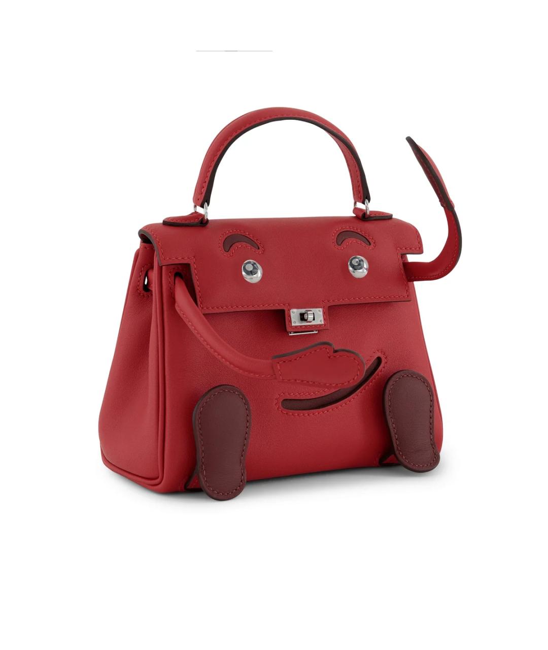 HERMES Красная кожаная сумка с короткими ручками, фото 4