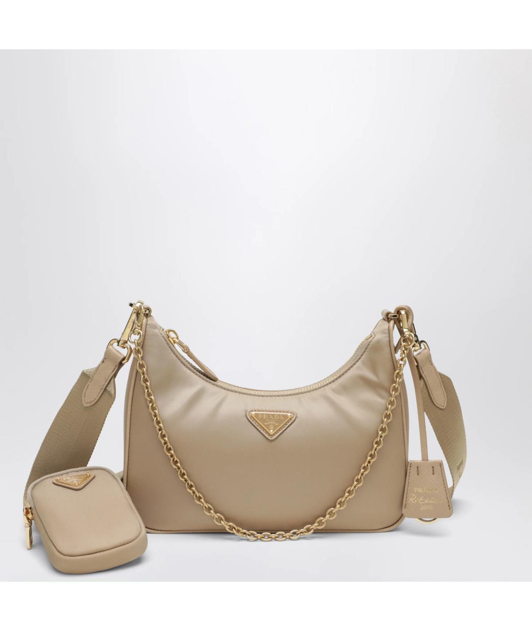 PRADA Бежевая тканевая сумка через плечо, фото 3