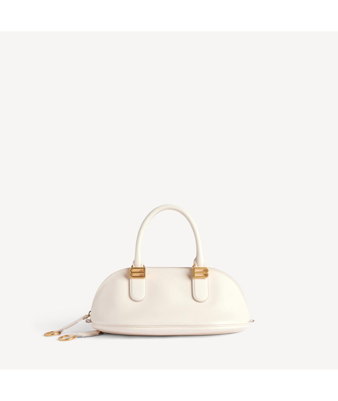 BALENCIAGA Белая кожаная сумка с короткими ручками, фото 1