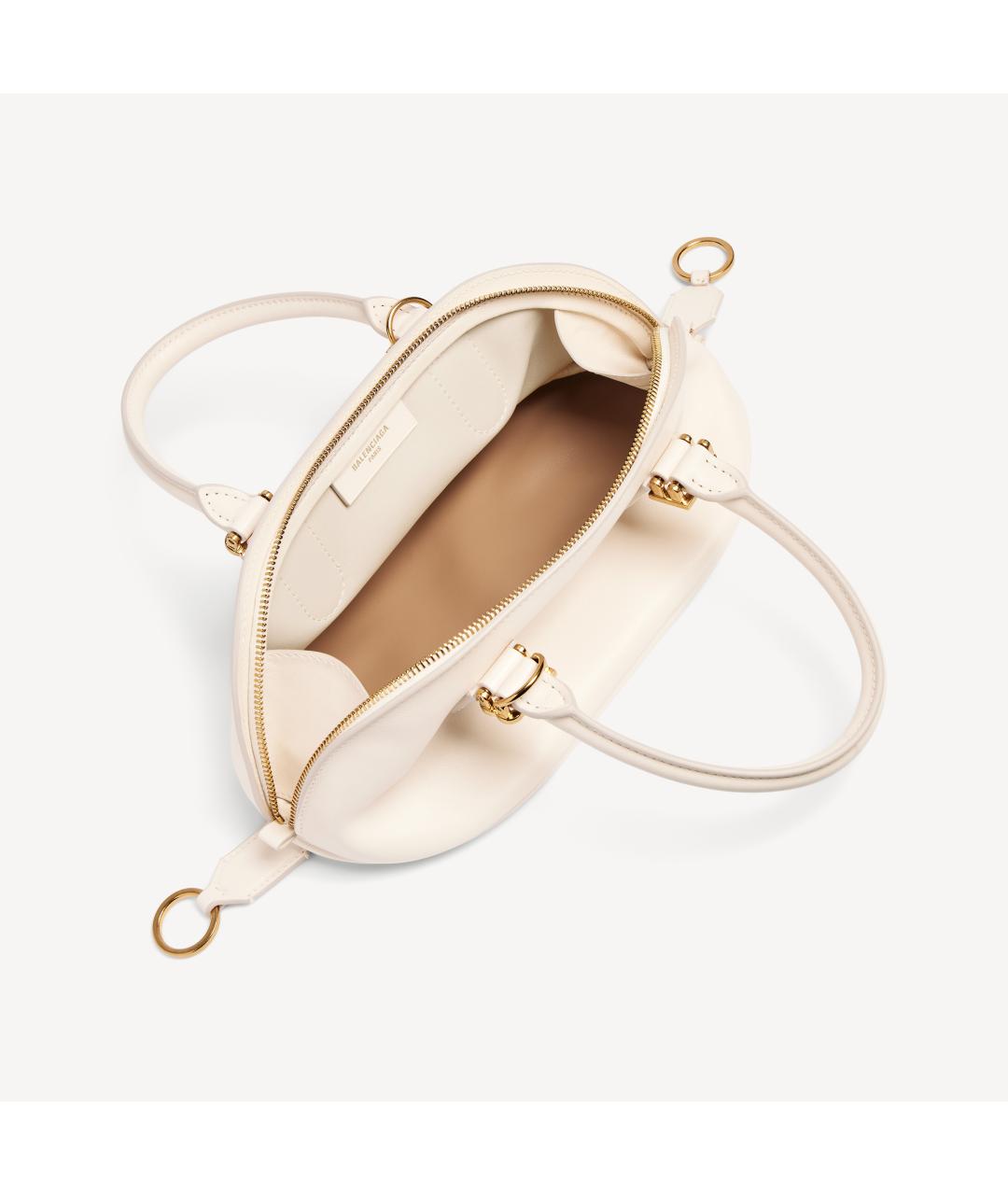 BALENCIAGA Белая кожаная сумка с короткими ручками, фото 3