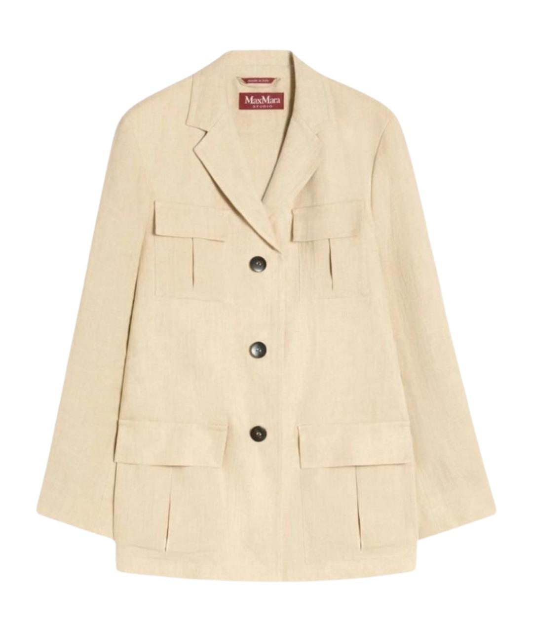 MAX MARA STUDIO Бежевый льняной жакет/пиджак, фото 1