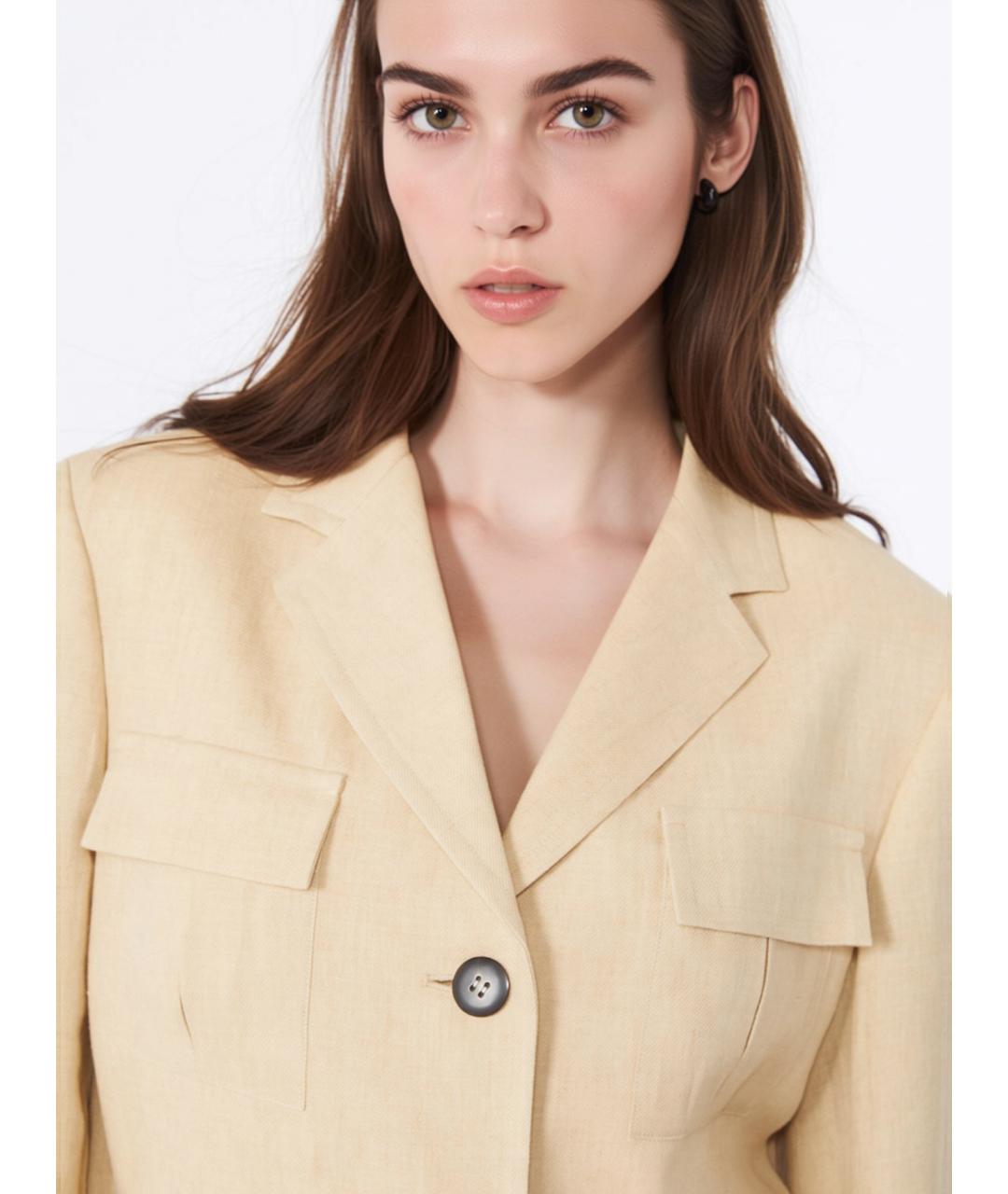 MAX MARA STUDIO Бежевый льняной жакет/пиджак, фото 5