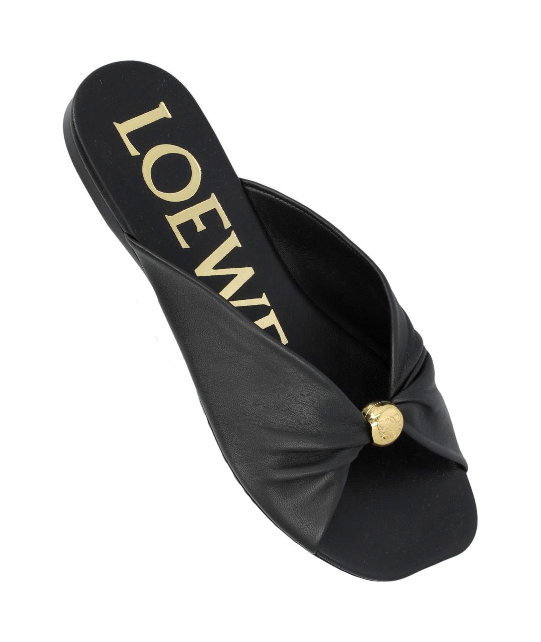 LOEWE Черные кожаные шлепанцы, фото 3