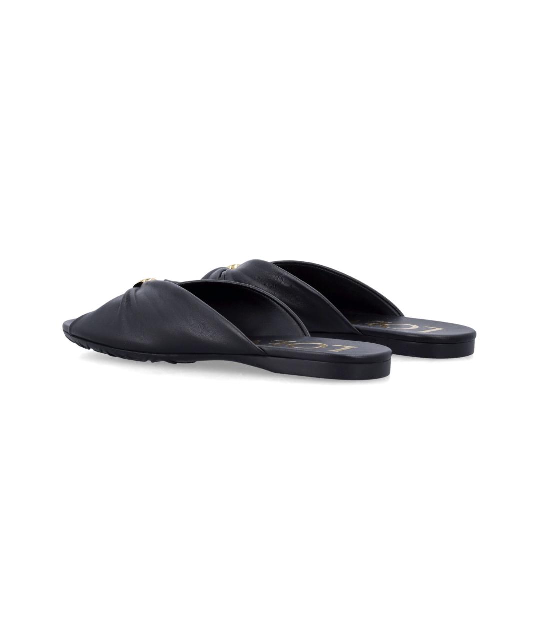LOEWE Черные кожаные шлепанцы, фото 4