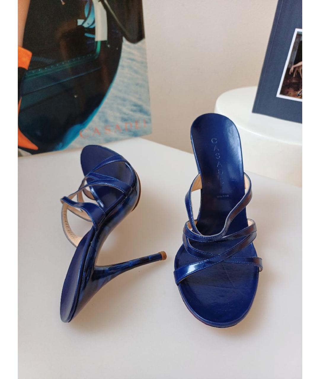 CASADEI Синие кожаные босоножки, фото 6