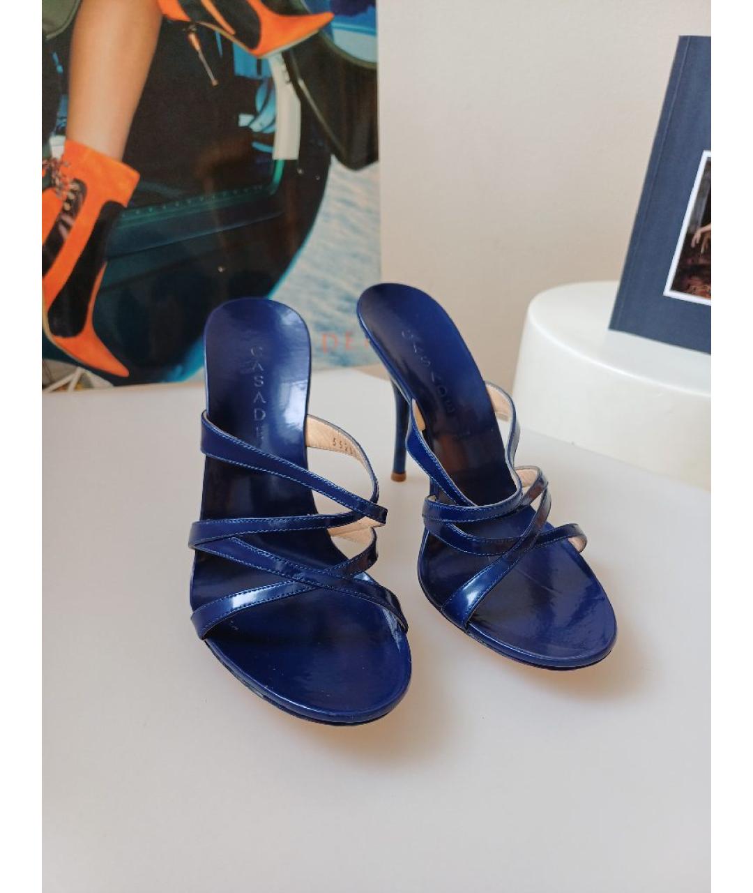 CASADEI Синие кожаные босоножки, фото 7