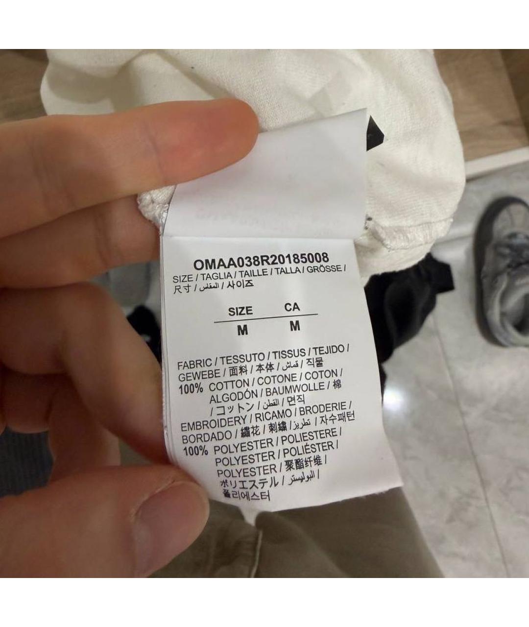 OFF-WHITE Белая хлопковая футболка, фото 4