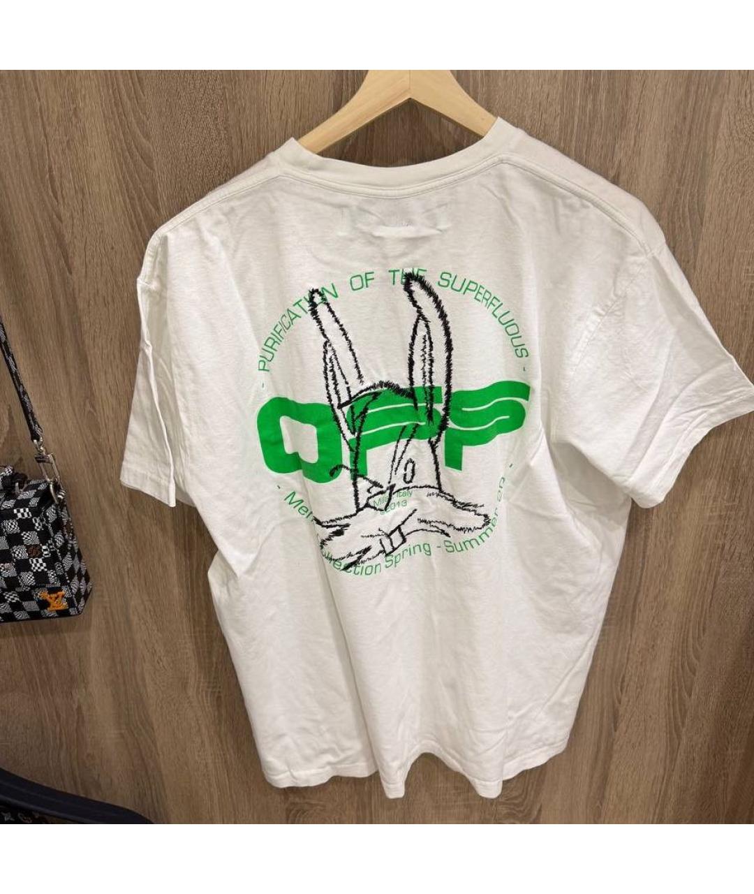 OFF-WHITE Белая хлопковая футболка, фото 2