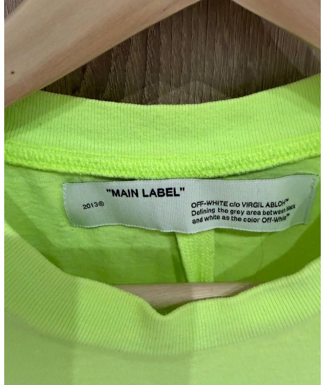 OFF-WHITE Салатовая хлопковая футболка, фото 3