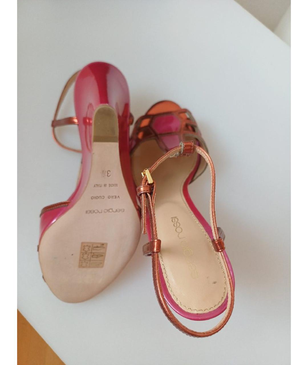 SERGIO ROSSI Фуксия кожаные босоножки, фото 9