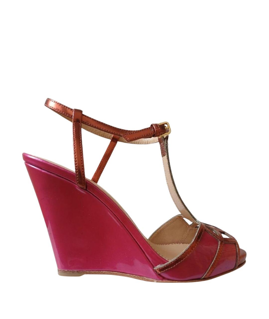 SERGIO ROSSI Фуксия кожаные босоножки, фото 1