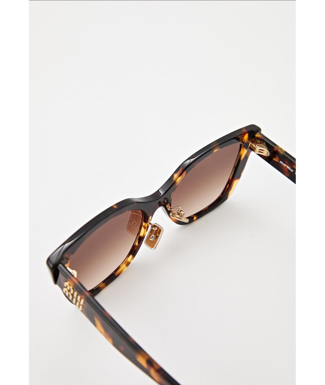 MIU MIU Коричневые пластиковые солнцезащитные очки, фото 5