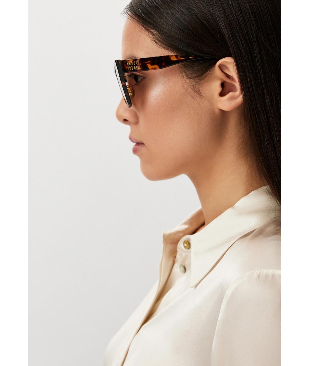 MIU MIU Коричневые пластиковые солнцезащитные очки, фото 8