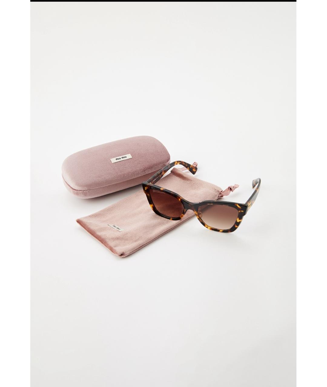 MIU MIU Коричневые пластиковые солнцезащитные очки, фото 6