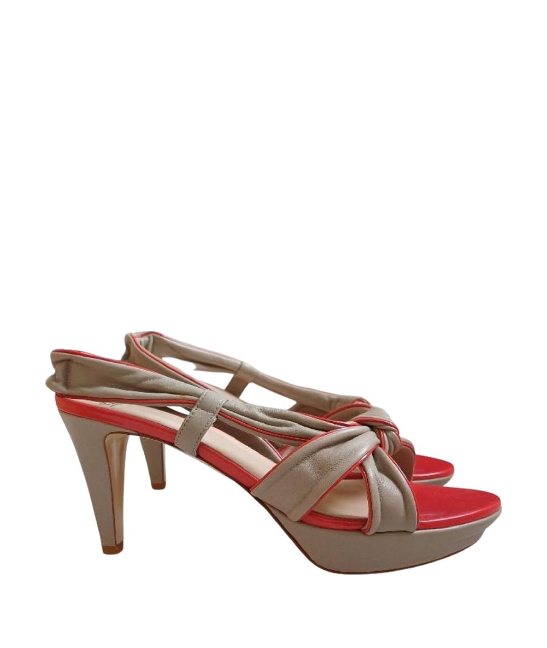 BALLY Бежевые кожаные босоножки, фото 1