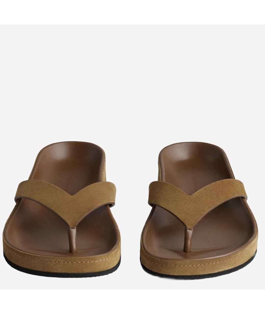 PHOEBE PHILO Коричневые кожаные шлепанцы, фото 3