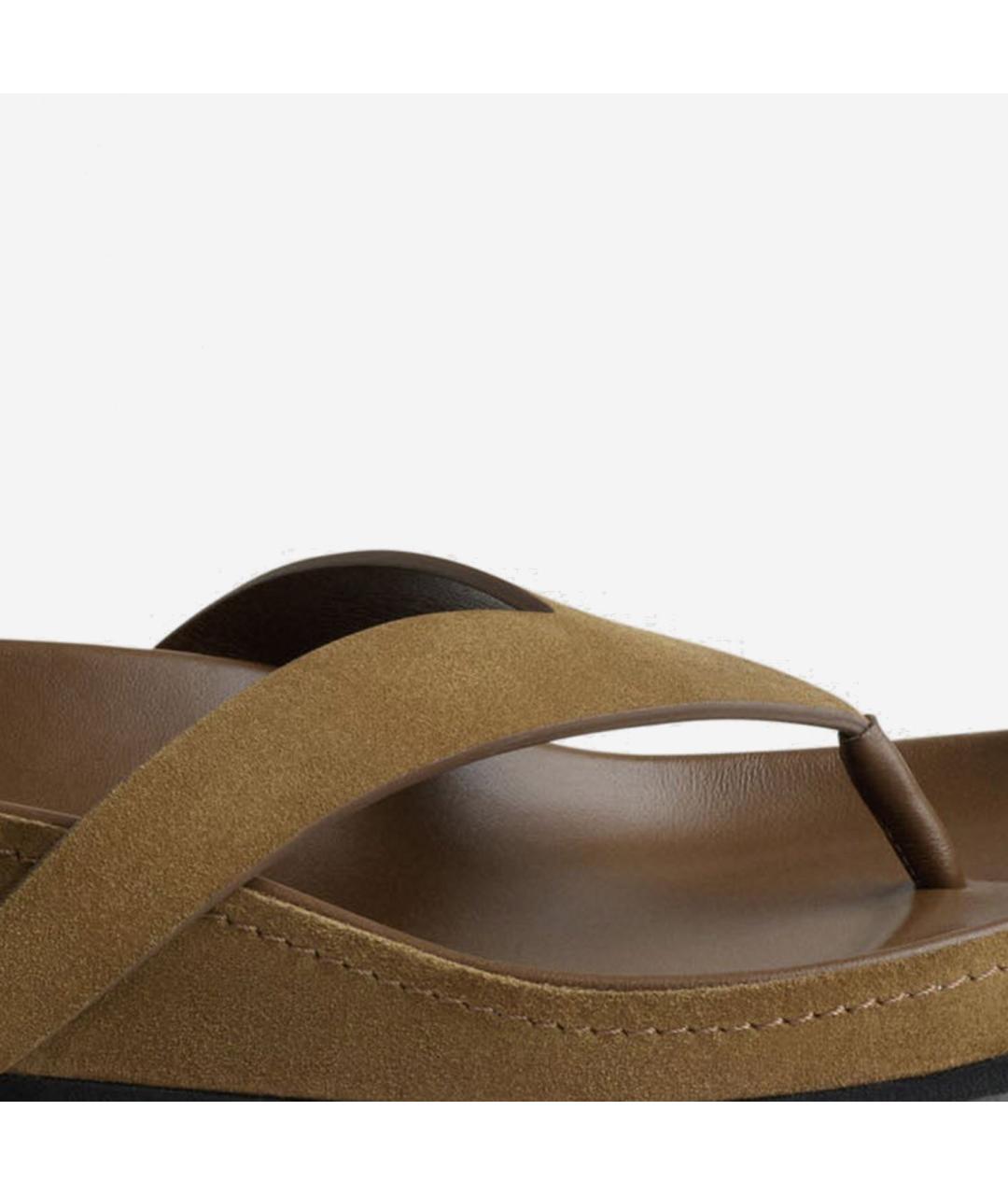 PHOEBE PHILO Коричневые кожаные шлепанцы, фото 4