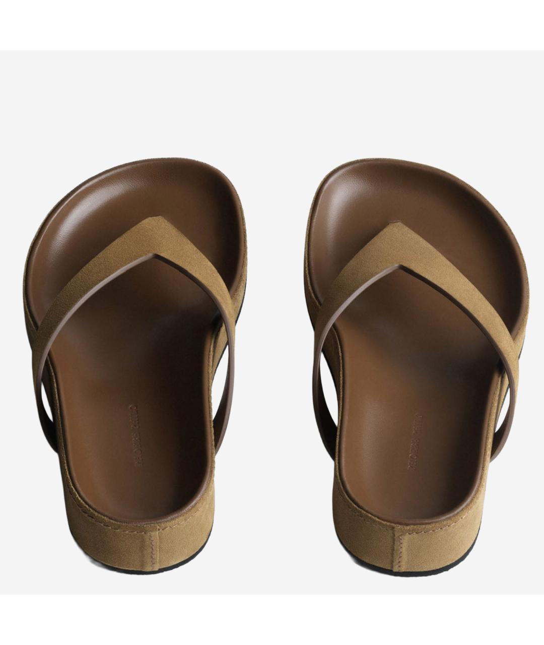 PHOEBE PHILO Коричневые кожаные шлепанцы, фото 2