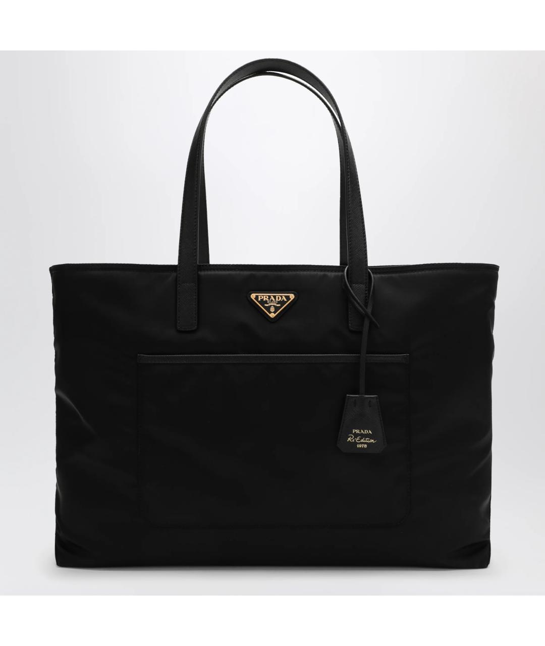 PRADA Черная тканевая сумка тоут, фото 3