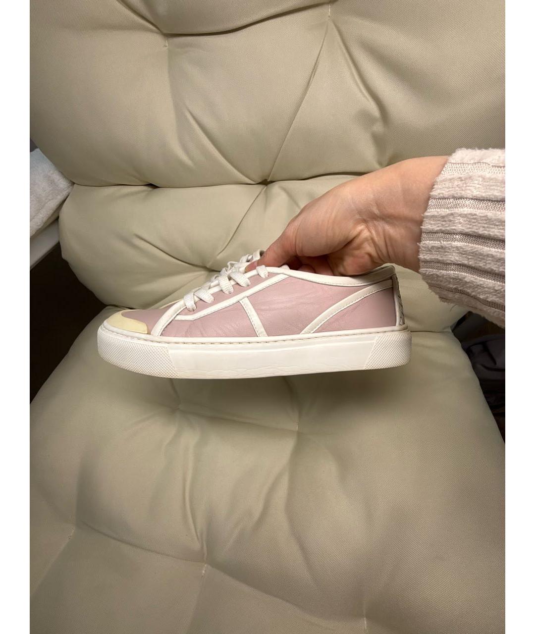 BOTTEGA VENETA Розовые кожаные кеды, фото 5