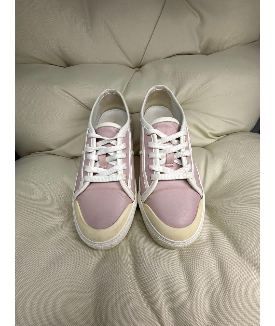 BOTTEGA VENETA Розовые кожаные кеды, фото 2