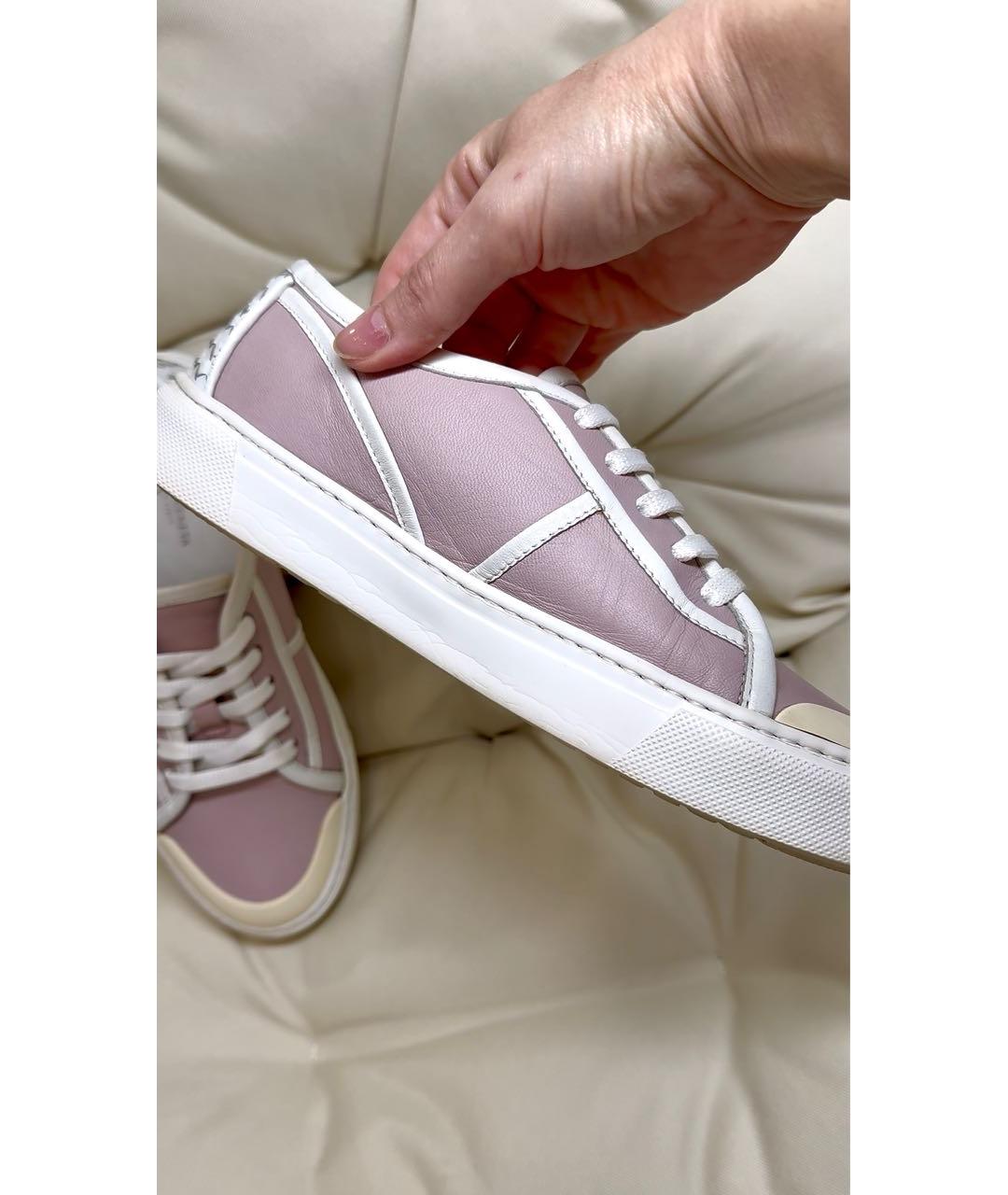 BOTTEGA VENETA Розовые кожаные кеды, фото 4