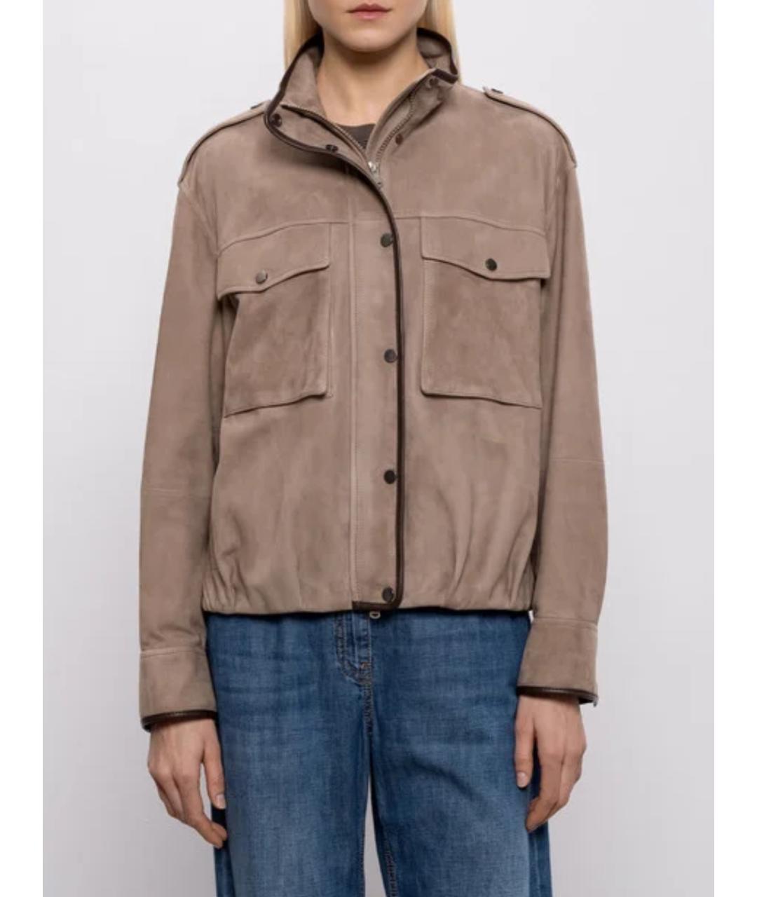 BRUNELLO CUCINELLI Коричневая замшевая куртка, фото 2