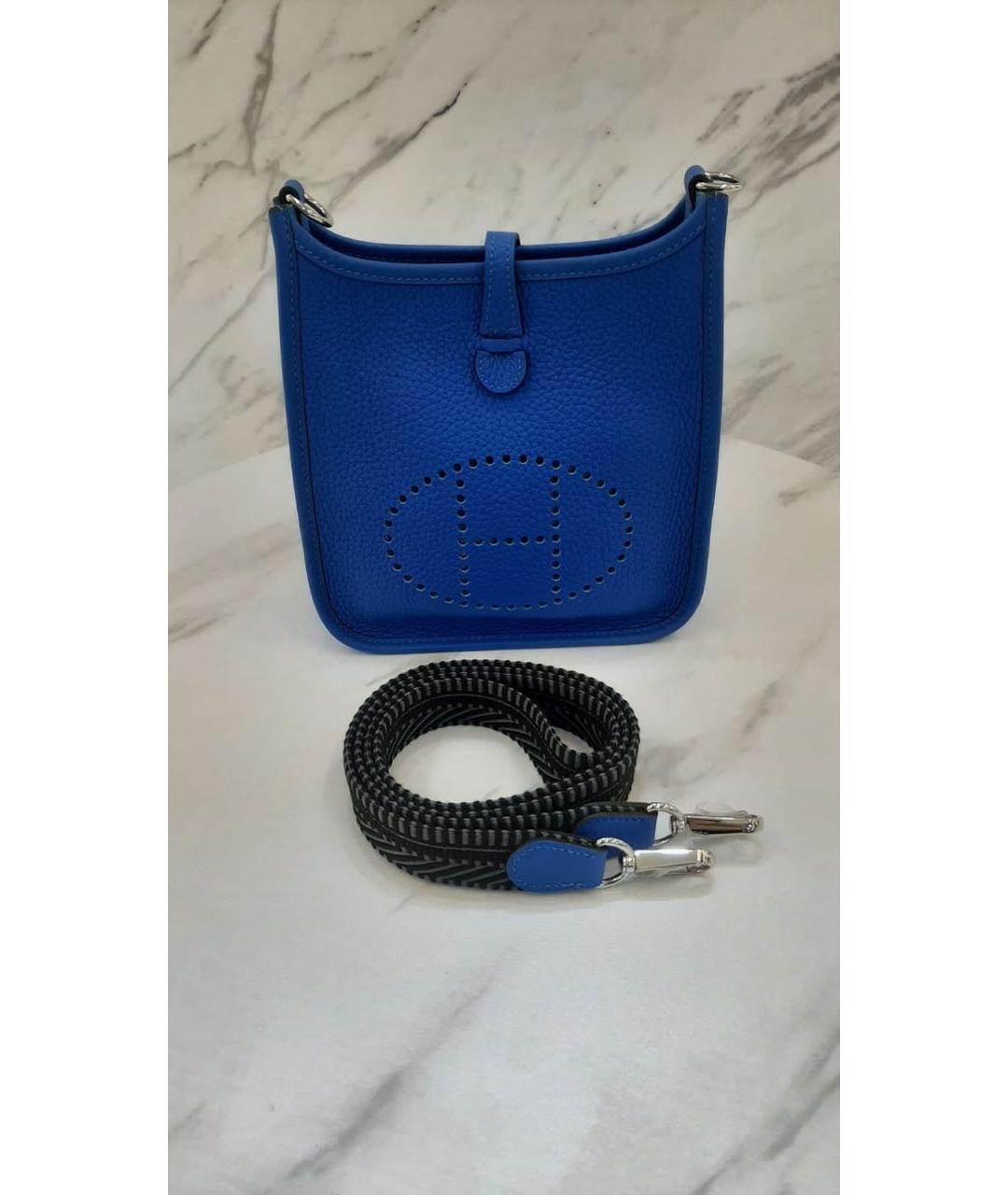 HERMES Синяя кожаная сумка через плечо, фото 3
