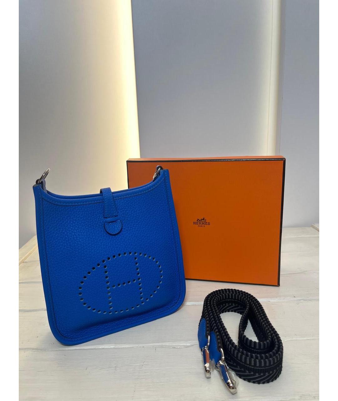HERMES Синяя кожаная сумка через плечо, фото 5