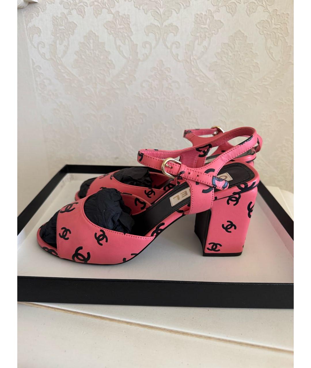 CHANEL Розовые кожаные босоножки, фото 8