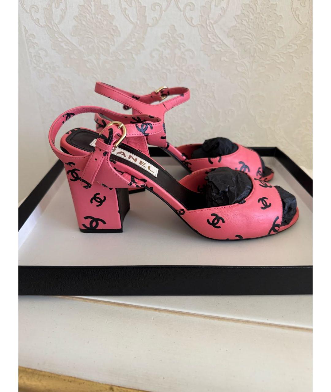 CHANEL Розовые кожаные босоножки, фото 9
