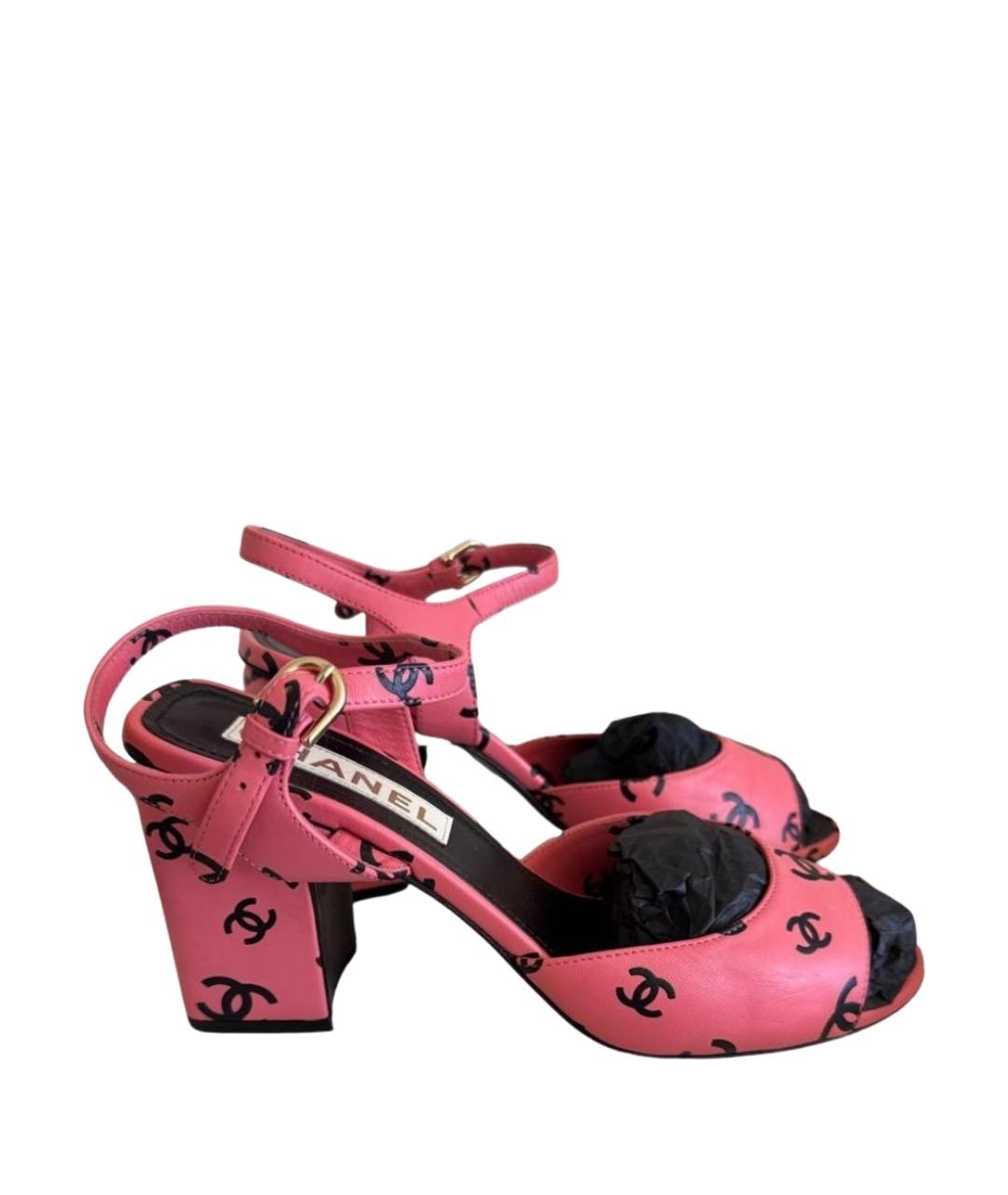 CHANEL Розовые кожаные босоножки, фото 1