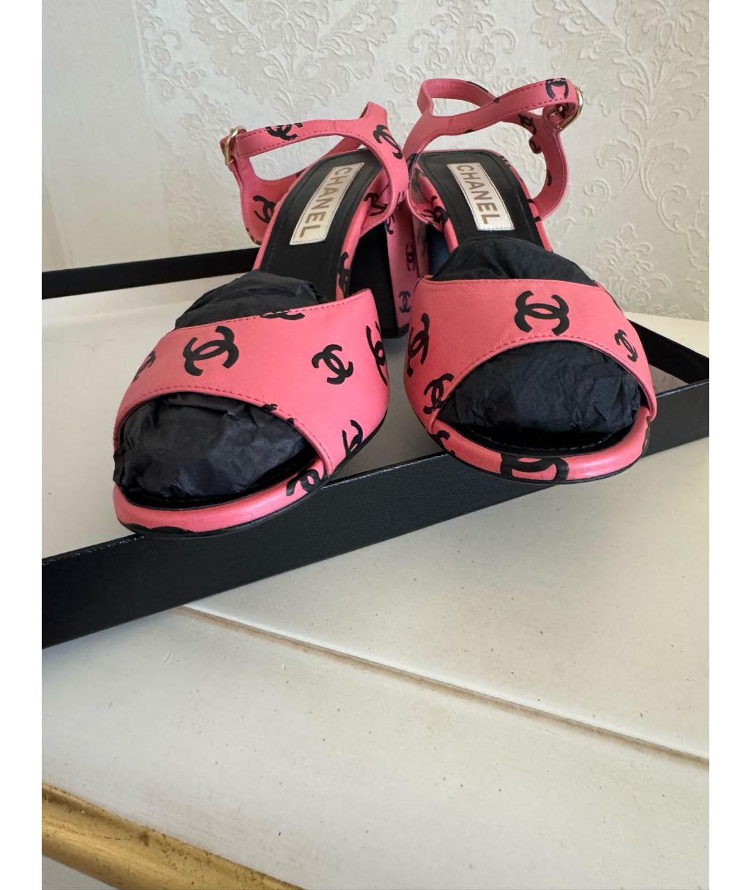 CHANEL Розовые кожаные босоножки, фото 4